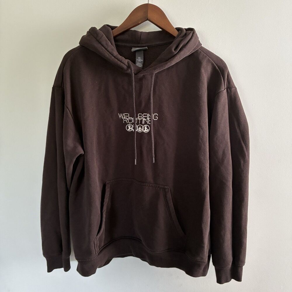 H&M Loose Fit Pullover Brown Hoodie Mens Large 072